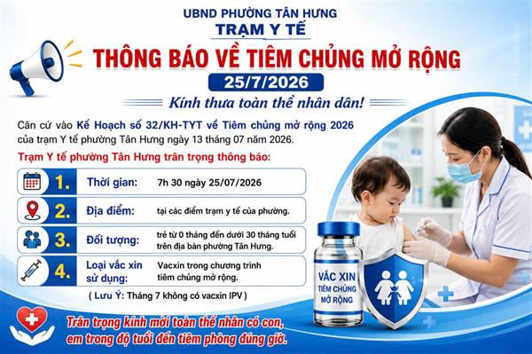 Thông báo tiêm chủng mở rộng ngày 25/7 