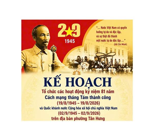 Kế hoạch Tổ chức các hoạt động Kỷ niệm 81 năm Cách mạng tháng Tám thành công
 và Quốc khánh nước CHXH Việt Nam trên địa bàn phường 