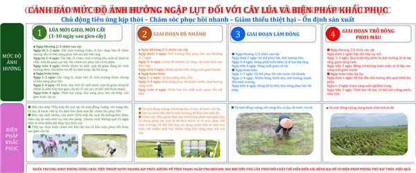 “Cảnh báo
mức độ ảnh hưởng ngập lụt đối với cây lúa và biện
pháp khắc phục