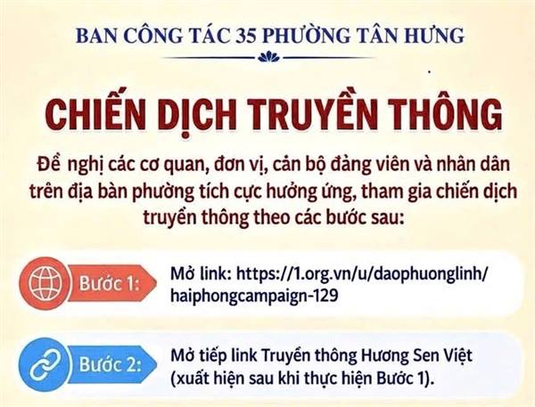 Tích cực hưởng ứng, tham gia Chiến dịch truyền thông do Ban Chỉ đạo 35 Trung ương phát động