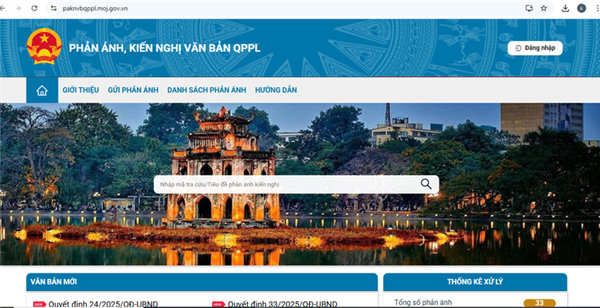 TỜ GẤP Hệ thống phản ánh, kiến nghị về văn bản quy phạm pháp luật