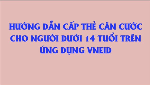 Hướng dẫn cấp thẻ căn cước cho người dưới 14 tuổi trên ứng dụng VNeID