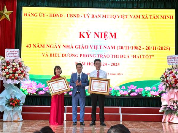 Xã Tân Minh kỷ niệm Ngày Nhà giáo Việt Nam và biểu dương phong trào thi đua “Hai tốt” 