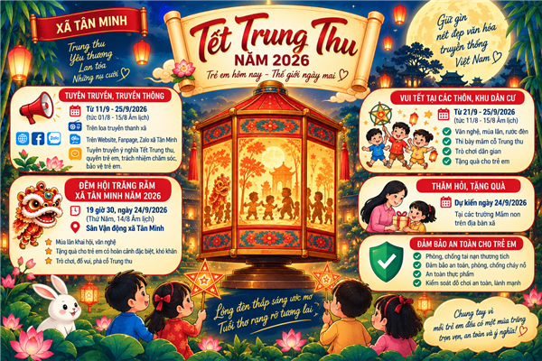 Xã Tân Minh tổ chức nhiều hoạt động thiết thực, ý nghĩa nhân dịp Tết Trung thu năm 2026