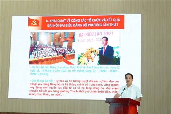 Đảng uỷ phường Thạch Khôi tổ chức học tập, quán triệt và triển khai thực hiện nghị quyết đại hội Đảng bộ phường lần thứ I, nhiệm kỳ 2025 - 2030