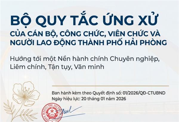UBND thành phố Hải Phòng ban hành Quy định về Quy tắc ứng xử của cán bộ, công chức, viên chức và người lao động trong các cơ quan hành chính nhà nước, đơn vị sự nghiệp công lập thuộc thành phố Hải phòng
