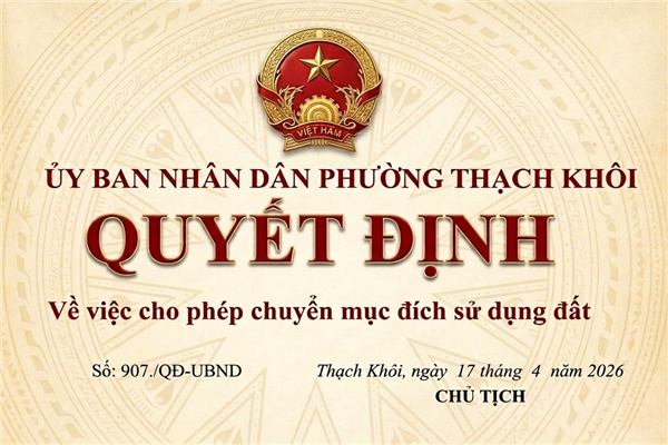 QUYẾT ĐỊNH về việc cho phép chuyển mục đích sử dụng đất