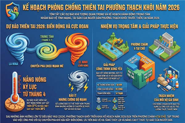 KẾ HOẠCH phòng chống thiên tai và tìm kiếm cứu nạn trên địa bàn phường Thạch Khôi năm 2026