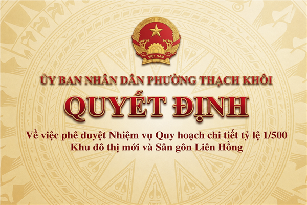 QUYẾT ĐỊNH về việc phê duyệt Nhiệm vụ Quy hoạch chi tiết tỷ lệ 1/500 Khu đô thị mới và Sân gôn Liên Hồng