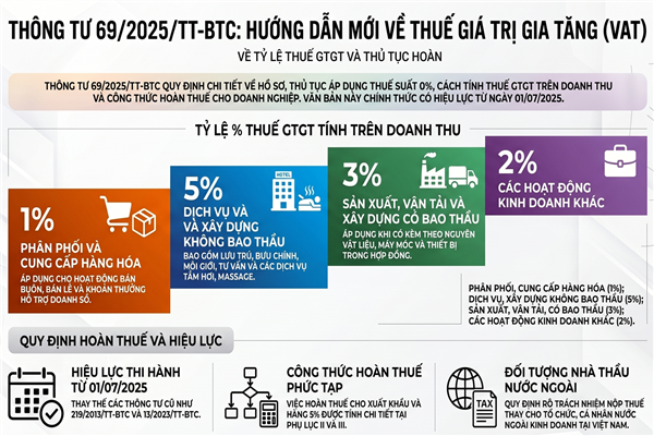 Thông tư số 69/2025/TT-BTC của Bộ Tài chính: Quy định chi tiết một số điều của Luật Thuế giá trị gia tăng và hướng dẫn thực hiện Nghị định số 181/2025/NĐ-CP ngày 01 tháng 7 năm 2025 của Chính phủ quy định chi tiết thi hành một số điều của Luật Thuế giá trị gia tăng