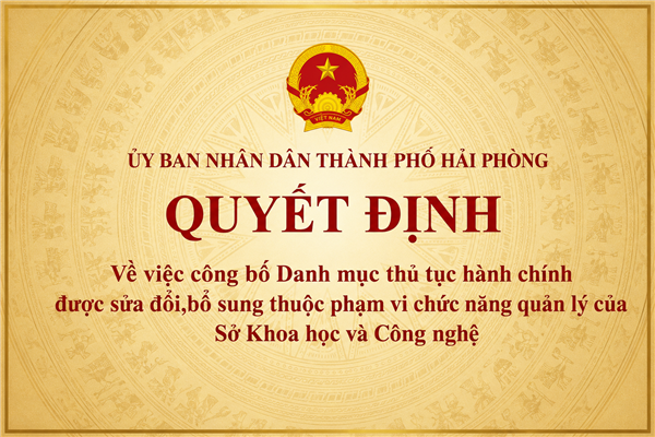 QUYẾT ĐỊNH về việc công bố Danh mục thủ tục hành chính được sửa đổi, bổ sung thuộc phạm vi chức năng quản lý của Sở Khoa học và Công nghệ
