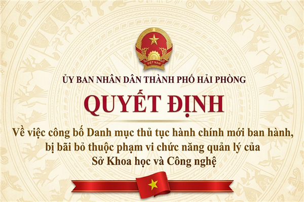 QUYẾT ĐỊNH về việc công bố Danh mục thủ tục hành chính mới ban hành, bị bãi bỏ thuộc phạm vi chức năng quản lý của Sở Khoa học và Công nghệ