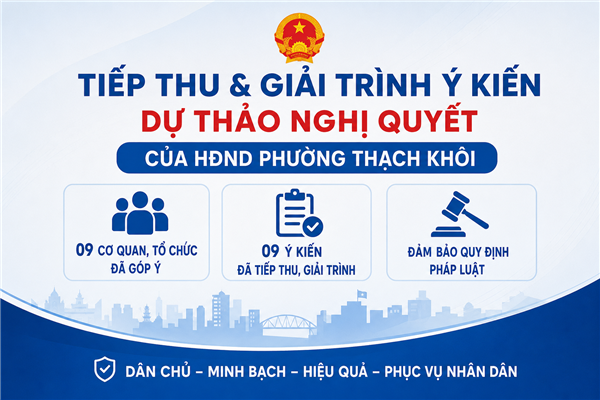 BẢN TỔNG HỢP Ý KIẾN, TIẾP THU, GIẢI TRÌNH Ý KIẾN GÓP Ý, PHẢN BIỆN XÃ HỘI ĐỐI VỚI DỰ THẢO NGHỊ QUYẾT CỦA HỘI ĐỒNG NHÂN DÂN PHƯỜNG THẠCH KHÔI QUY ĐỊNH NỘI DUNG CHI, MỨC CHI CHO TỪNG NHIỆM VỤ, HOẠT ĐỘNG TRONG XÂY DỰNG VĂN BẢN QUY PHẠM PHÁP LUẬT THUỘC THẨM QUYỀN CỦA HỘI ĐỒNG NHÂN DÂN, UỶ BAN NHÂN DÂN PHƯỜNG THẠCH KHÔI 