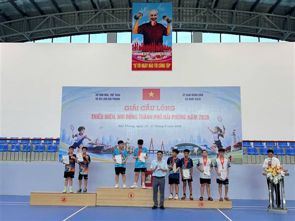 Phường Thạch Khôi nhất toàn đoàn giải cầu lông thiếu niên, nhi đồng thành phố Hải Phòng năm 2026