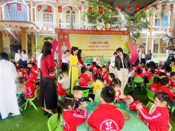 Trường Mầm non Nguyễn Đức Sáu tổ chức chuyên đề "Khoa học diệu kỳ - Sáng tạo không giới hạn cùng Steam"