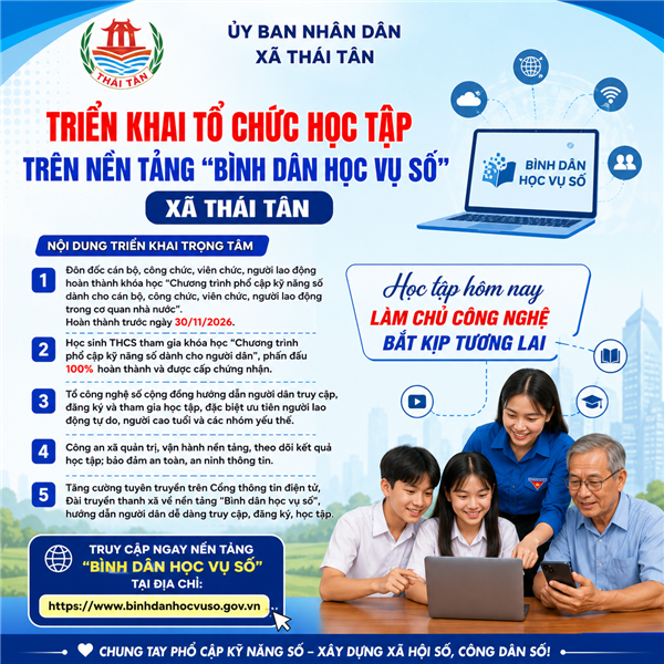 UBND xã triển khai tổ chức học tập trên nền tảng "Bình dân học vụ số" 
