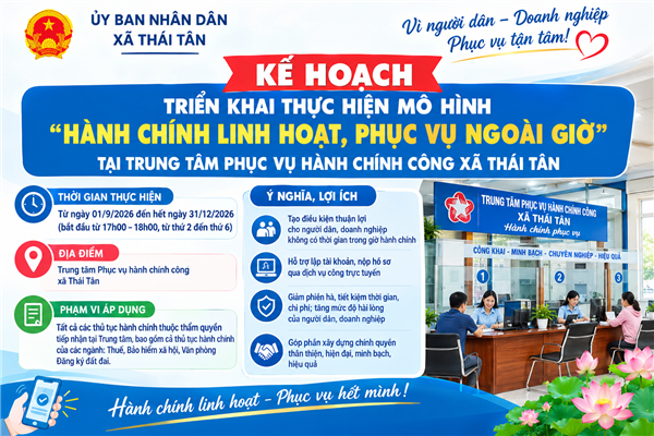 Xã Thái Tân triển khai mô hình “Hành chính linh hoạt, phục vụ ngoài giờ”