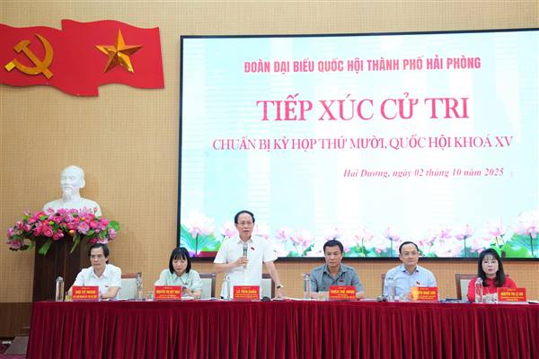 ĐOÀN ĐẠI BIỂU QUỐC HỘI THÀNH PHỐ HẢI PHÒNG TIẾP XÚC CỬ TRI 9 PHƯỜNG KHU VỰC PHÍA TÂY TRƯỚC KỲ HỌP THỨ 10, QUỐC HỘI KHÓA XV