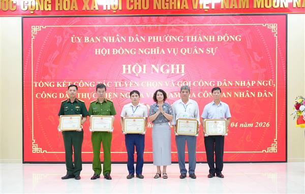 Phường Thành Đông tổ chức hội nghị tổng kết công tác tuyển quân năm 2026