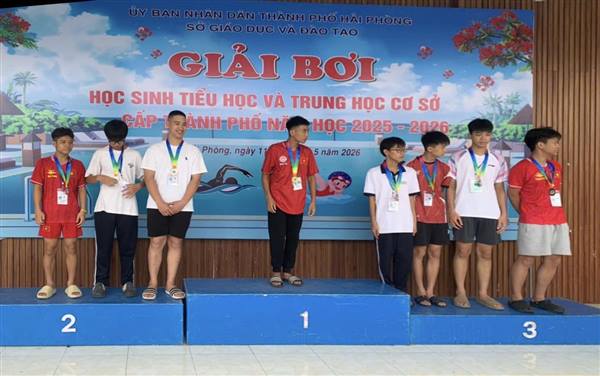 Tự hào học sinh phường Thành Đông giành Huy chương đồng tại Giải bơi học sinh thành phố Hải Phòng năm học 2025 - 2026