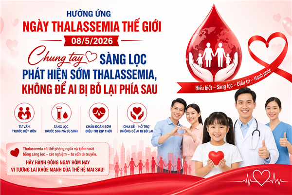 HƯỞNG ỨNG NGÀY THALASSEMIA THẾ GIỚI 08/5/2026: Chung tay sàng lọc phát hiện sớm Thalassemia, không để ai bị bỏ lại phía sau