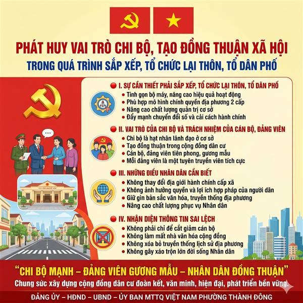 Pháthuy vai trò Chi bộ, tạo đồng thuận xã hội trong quá trình sắp xếp, tổ chức lại thôn, tổ dân phố