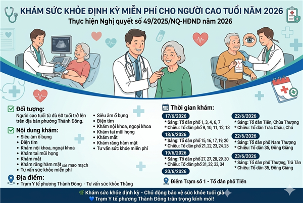 Thông báo khám sức khỏe định kỳ miễn phí cho người cao tuổi năm 2026