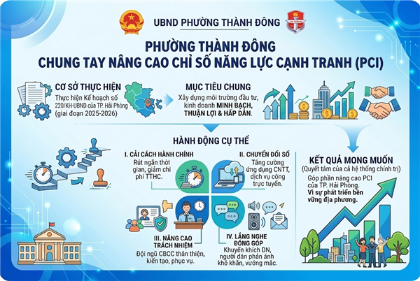 Phường Thành Đông chung tay nâng cao Chỉ số năng lực cạnh tranh (PCI), cải thiện môi trường đầu tư, kinh doanh