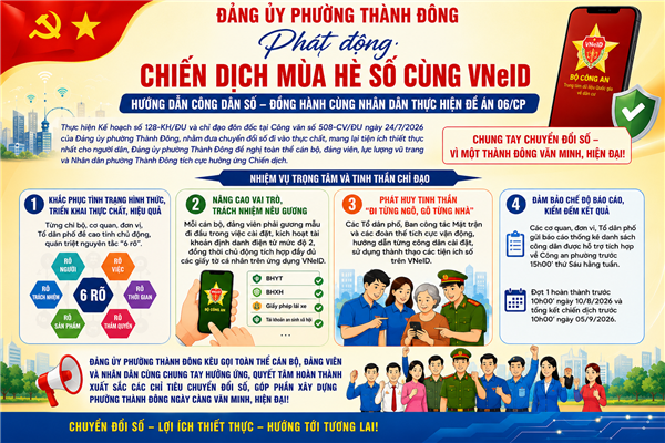 Tăng cường thực hiện "Chiến dịch Mùa hè số cùng VNEiD" và Đề án 06/CP trên địa bàn phường Thành Đông