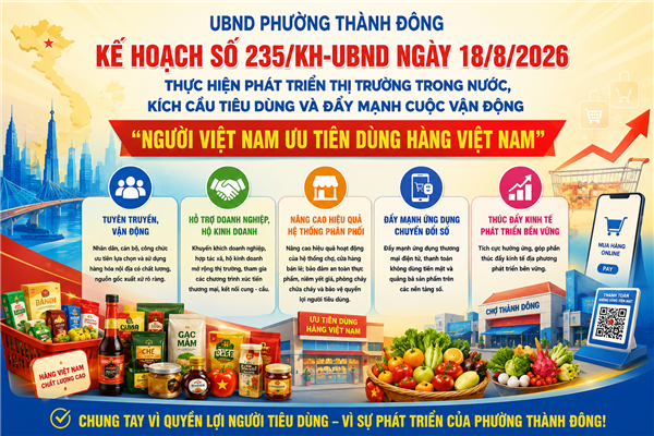 Phường Thành Đông ban hành Kế hoạch phát triển thị trường trong nước và kích cầu tiêu dùng