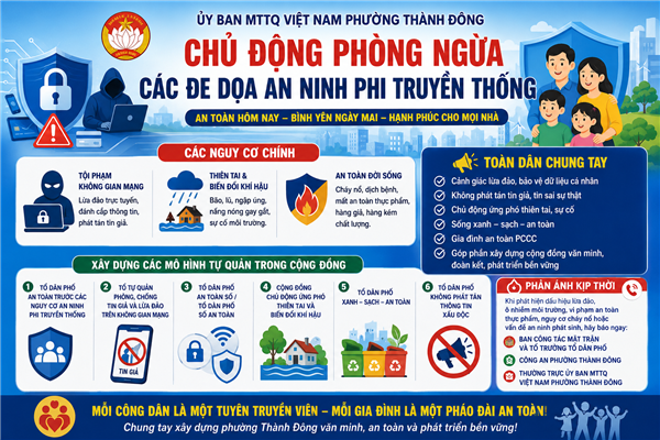 Phường Thành Đông chủ động phòng ngừa, ứng phó với các đe dọa an ninh phi truyền thống trong tình hình mới