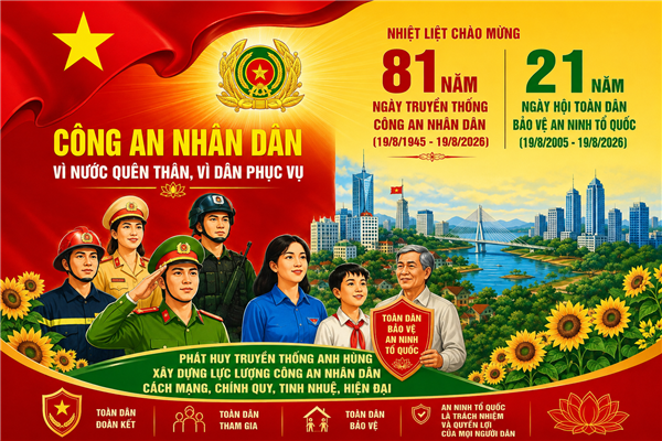 Kỷ niệm 81 năm Ngày truyền thống Công an nhân dân (19/8/2945 - 19/8/2026) và 21 năm Ngày hội toàn dân bảo vệ an ninh Tổ quốc (19/8/2005 - 19/8/2026)