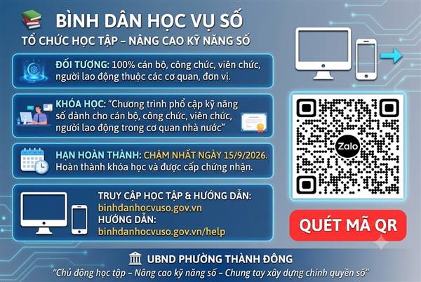 Thông báo học tập trên nền tảng Bình dân học vụ số