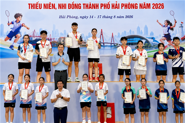 Phường Thành Đông giành nhiều thành tích tại Giải Cầu lông Thiếu niên - Nhi đồng thành phố Hải Phòng năm 2026