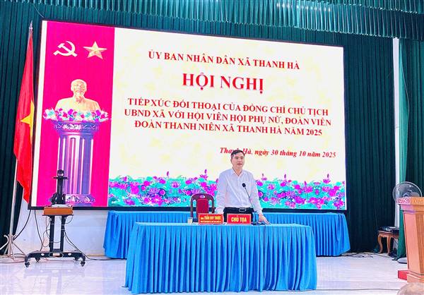 Hội nghị tiếp xúc, đối thoại giữa đồng chí Chủ tịch UBND xã với hội viên, đoàn viên của Hội Phụ nữ và Đoàn Thanh niên