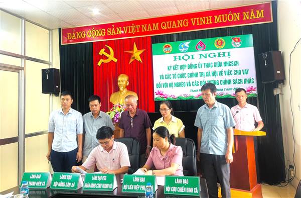 Hội nghị ký kết Hợp đồng ủy thác giữa Phòng giao dịch Ngân hàng Chính sách xã hội Thanh Hà và các tổ chức Hội đoàn thể cấp xã