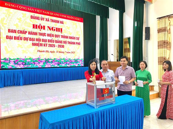 Đảng ủy xã Thanh Hà tổ chức các hội nghị thực hiện quy trình nhân sự đại biểu dự Đại hội đại biểu Đảng bộ thành phố, nhiệm kỳ 2025-2030
