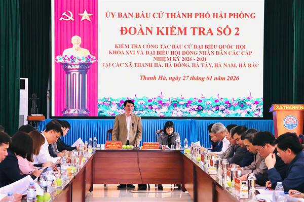 Đoàn kiểm tra số 2 của Ủy ban Bầu cử thành phố kiểm tra công tác bầu cử tại các xã khu vực Thanh Hà