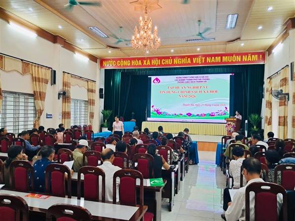 Phòng giao dịch NHCSXH Thanh Hà tập huấn nghiệp vụ tín dụng chính sách xã hội năm 2026 tại xã Thanh Hà