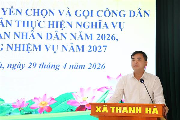UBND xã Thanh Hà tổ chức hội nghị tổng kết công tác tuyển quân năm 2026.