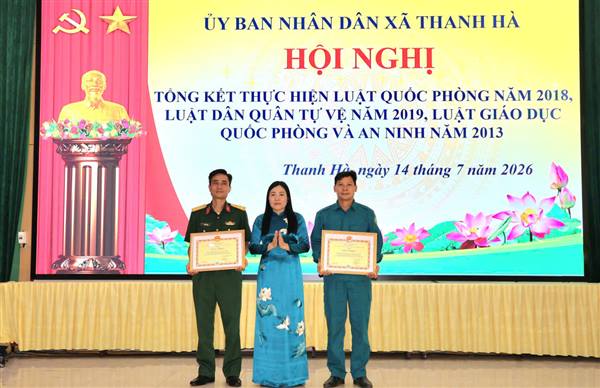 Xã Thanh Hà tổ chức hội nghị tổng kết thi hành các luật về Quốc phòng, Dân quân tự vệ, Giáo dục quốc phòng và an ninh