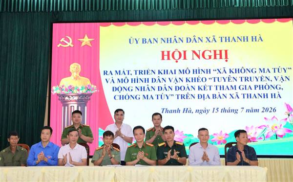 Xã Thanh Hà ra mắt mô hình "Xã không ma túy" và mô hình dân vận khéo "Tuyên truyền, vận động Nhân dân đoàn kết tham gia phòng, chống ma túy". 