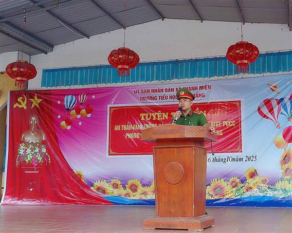 CÔNG AN XÃ THANH MIỆN TĂNG CƯỜNG GIÁO DỤC PHÁP LUẬT CHO HỌC SINH TRƯỜNG TIỂU HỌC CAO THẮNG