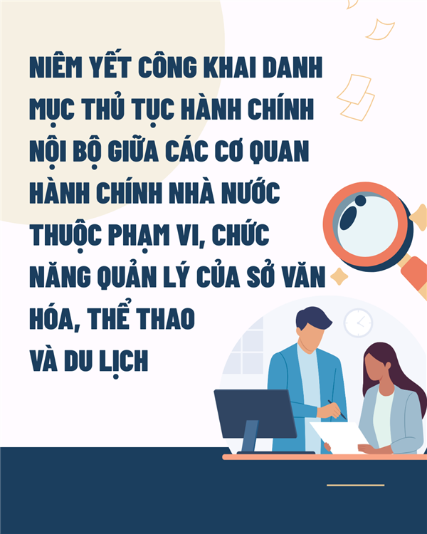 THÔNG BÁO
Về việc niêm yết công khai danh mục thủ tục hành chính nội bộ giữa các cơ
quan hành chính nhà nước thuộc phạm vi, chức năng quản lý
của Sở Văn hóa, Thể thao và Du lịch