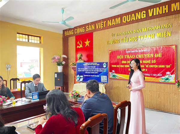 Trường Tiểu học Thanh Miện tổ chức thành công chuyên đề cấp cụm môn Tiếng Việt ứng dụng công nghệ số.
