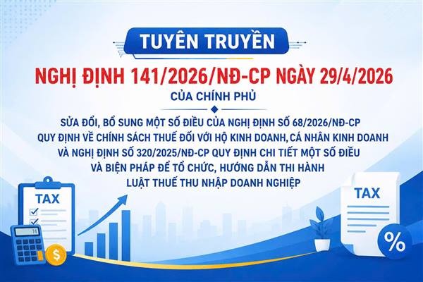 Nghị định sửa đổi, bổ sung một số điều của Nghị định số 68/2026/NĐ-CP quy định về chính sách thuế đối với hộ kinh doanh, cá nhân kinh doanh và Nghị định số 320/2025/NĐ-CP quy định chi tiết một số điều và biện pháp để tổ chức, hướng dẫn thi hành Luật Thuế thu nhập doanh nghiệp