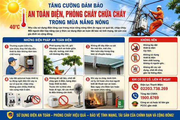 Tăng cường đảm bảo an toàn điện, phòng cháy chữa cháy trong mùa nắng nóng năm 2026 