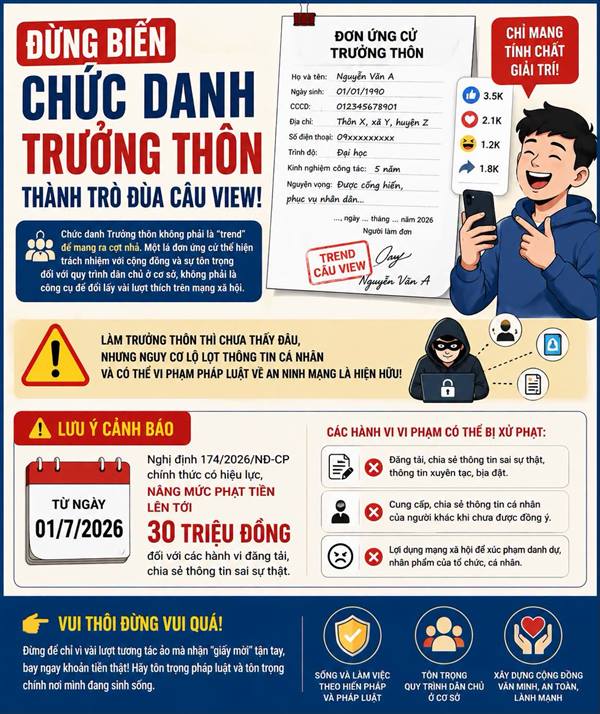 Cảnh báo không biến việc ứng cử trưởng thôn thành “trend” câu view trên mạng xã hội