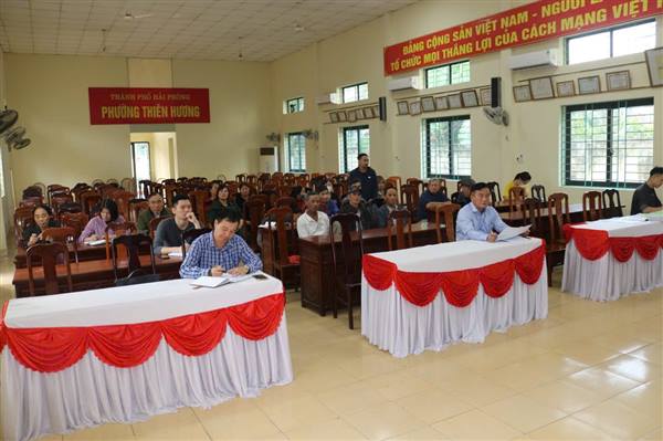 UBND phường Thiên Hương tổ chức Hội nghị lấy ý kiến về phương án bồi thường, hỗ trợ giải phóng mặt bằng khi Nhà nước thu hồi đất để thực hiện Dự án xây dựng Khu tái định cư tại xã Hoa Động, xã Lâm Động (nay là phường Thủy Nguyên, phường Thiên Hương) phục vụ công tác giải phóng mặt bằng cho một số dự án trọng điểm trên địa bàn thành phố Hải Phòng.