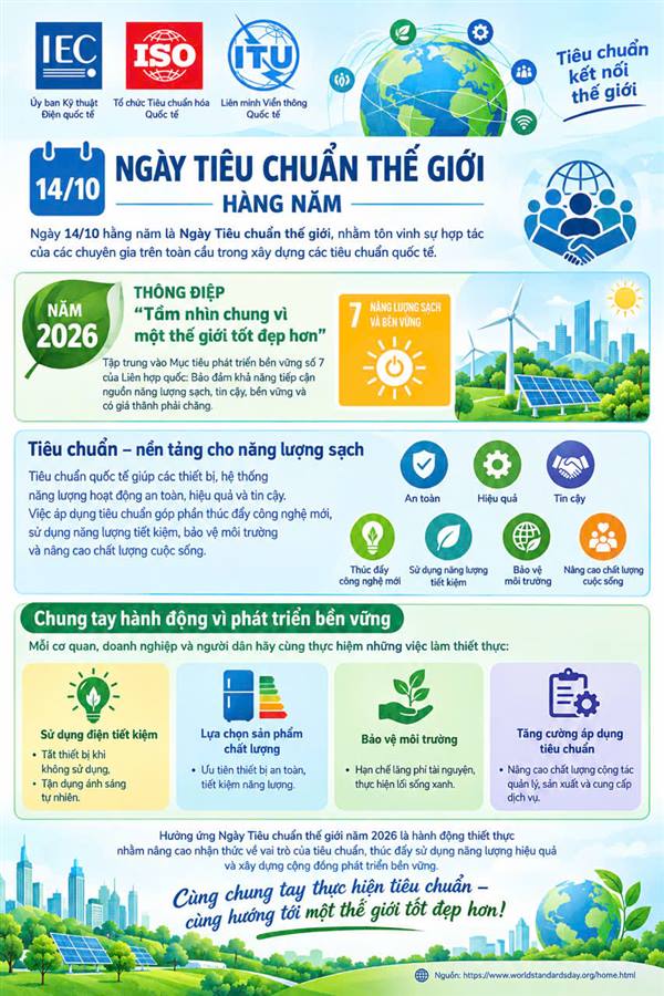 HƯỞNG ỨNG NGÀY TIÊU CHUẨN THẾ GIỚI 14/10/2026. TẦM NHÌN CHUNG VÌ MỘT THẾ GIỚI TỐT ĐẸP HƠN